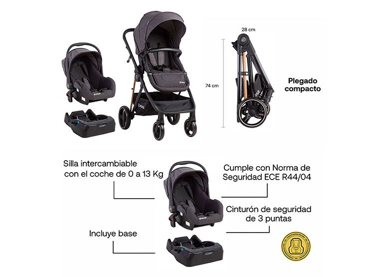 COCHE CUNA TRAVEL SYSTEM BEBE COSMOS CON BASE NEGRO BEBESIT - 8