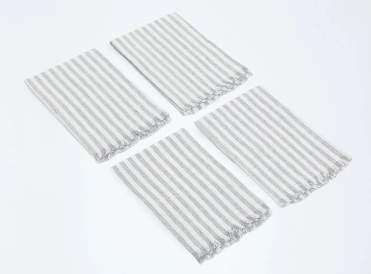 SET SERVILLETAS MAISON LINETT GRIS RAYAS X4 - 1