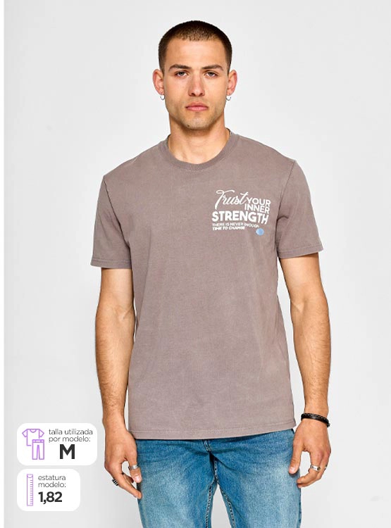 POLERA MANGA CORTA ALGODÓN HOMBRE INDEX LAVADA PRINT