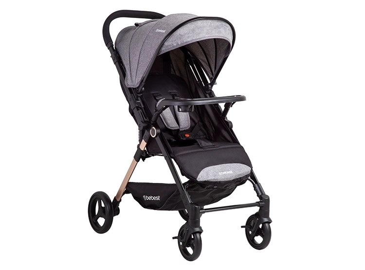 COCHE PASEO BEBE CITY COMPACTO LIVIANO GRIS BEBESIT - 1