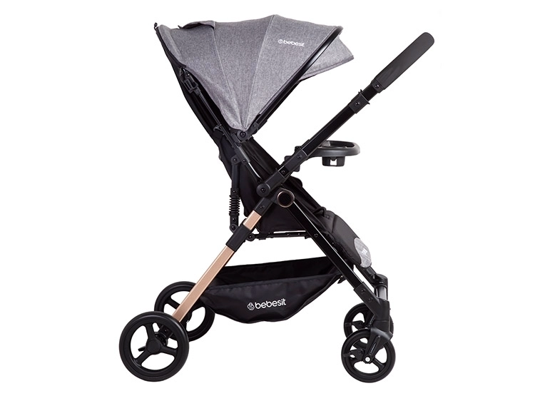 COCHE PASEO BEBE CITY COMPACTO LIVIANO GRIS BEBESIT - 2