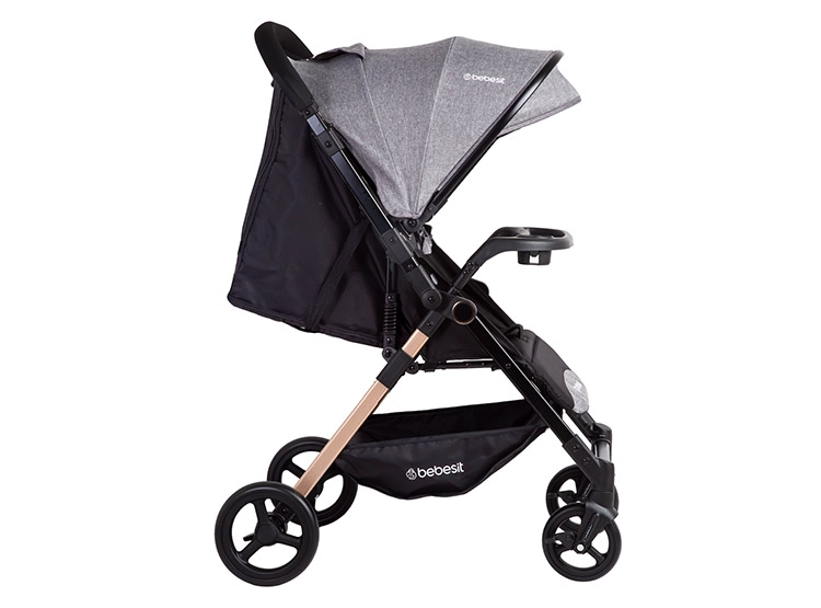 COCHE PASEO BEBE CITY COMPACTO LIVIANO GRIS BEBESIT - 4