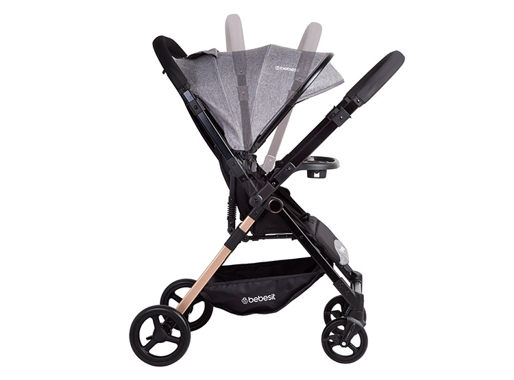 COCHE PASEO BEBE CITY COMPACTO LIVIANO GRIS BEBESIT - 5
