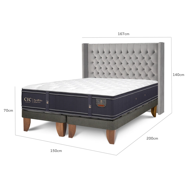 JUEGO DE DORMITORIO CIC CAMA EUROPEA GRAND PREMIUM BD 2 PLAZAS + RESPALDO SESIA - 3