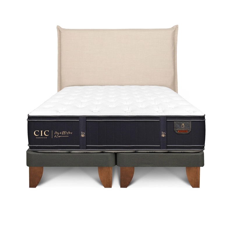 JUEGO DE DORMITORIO CIC CAMA EUROPEA GRAND PREMIUM BD 2 PLAZAS + RESPALDO TIBER