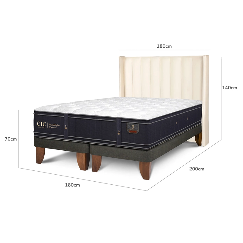 JUEGO DE DORMITORIO CIC CAMA EUROPEA GRAND PREMIUM KING + RESPALDO PANARO - 3