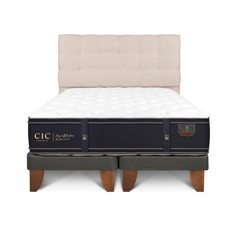 JUEGO DE DORMITORIO CIC CAMA EUROPEA GRAND PREMIUM KING + RESPALDO EBRO