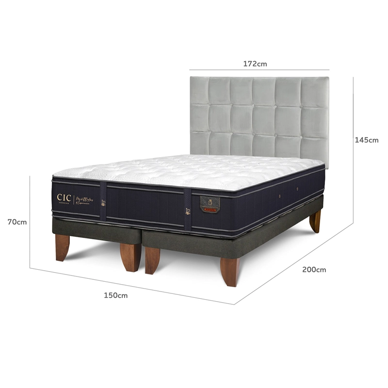 JUEGO DE DORMITORIO CIC CAMA EUROPEA GRAND PREMIUM BD 2 PLAZAS + RESPALDO SILE - 3