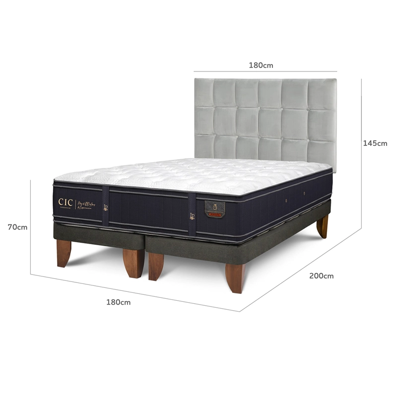 JUEGO DE DORMITORIO CIC CAMA EUROPEA GRAND PREMIUM KING + RESPALDO SILE - 3