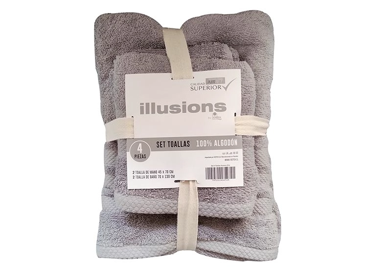 JUEGO DE TOALLAS ILLUSIONS GRIS - 3