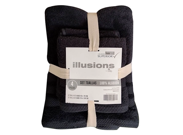 JUEGO DE TOALLAS ILLUSIONS NEGRO - 3