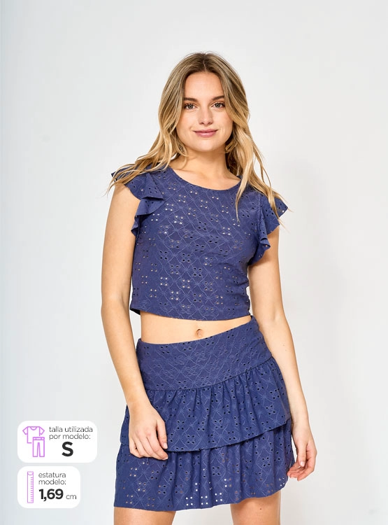 POLERA SIN MANGAS MUJER INDEX BRODERIE VUELOS - 1