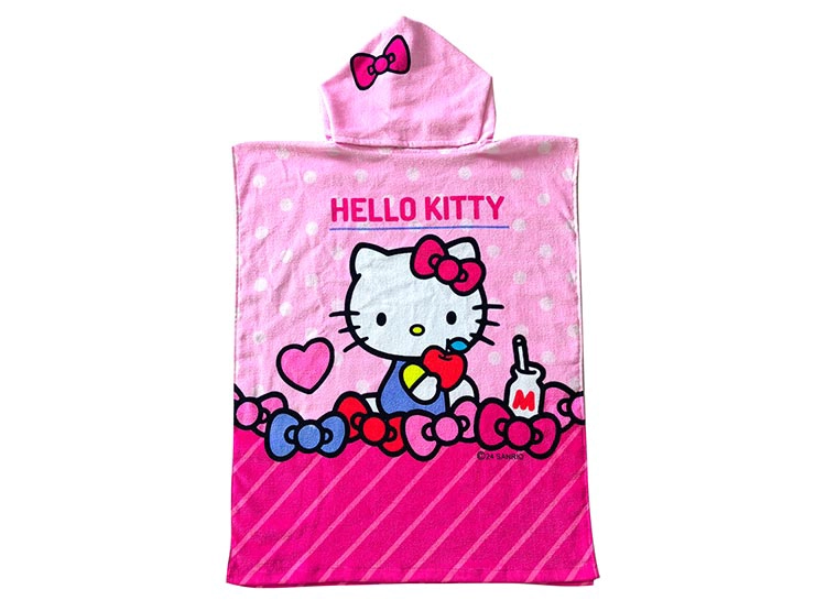 TOALLA CAPUCHA HELLO KITTY ROSADA