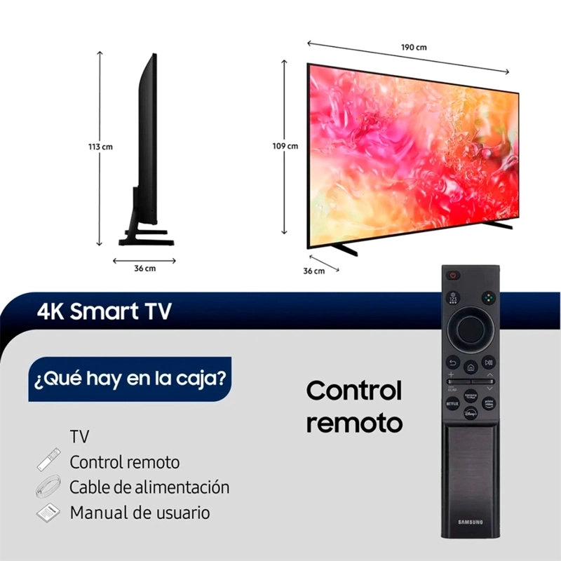 SMART TV SAMSUNG LED 4K UHD 85” UN85DU7000GXZS CRISTAL - 3