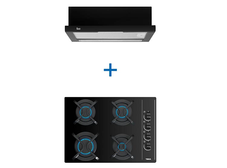 COMBO ENCIMERA GAS LICUADO TEKA 4 PLATOS GBC 64003 KBB BUT + CAMPANA TL 6310 - 1