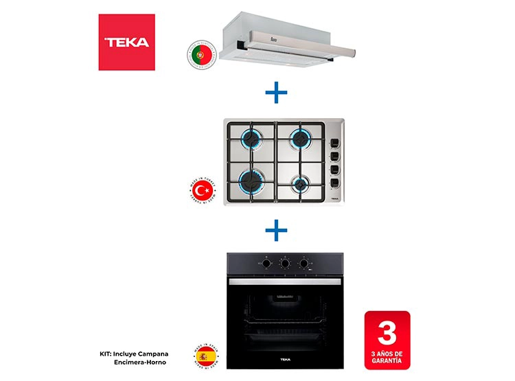 KIT TEKA HORNO HBB 510 + ENCIMERA HLX540 + CAMPANA TL 6310 INOX  - 2