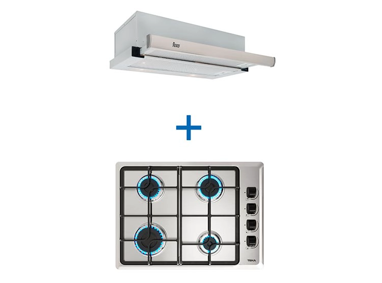 COMBO ENCIMERA GAS LICUADO TEKA 4 PLATOS HLX 540 + CAMPANA GFH 55 INOX - 1