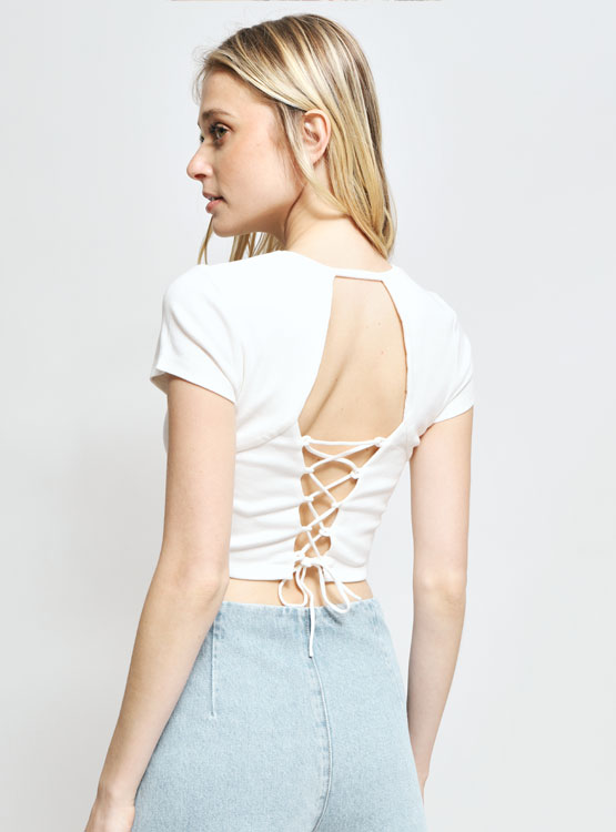 POLERA MANGA CORTA ALGODÓN MUJER INDEX ESPALDA ABIERTA - 2