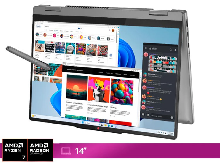 NOTEBOOK LENOVO IDEAPAD 5 2EN1 AMD RYZEN 7 16GB RAM 512GB SSD PANTALLA TOUCH 14” WUXGA - 1