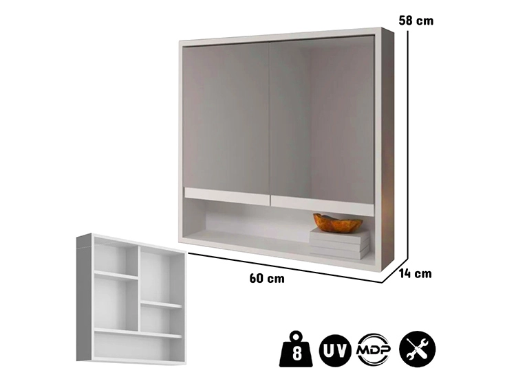 MUEBLE DE BAÑO BE DESIGN AÉREO ESPEJO MDP 2 PUERTAS BLANCO - 3