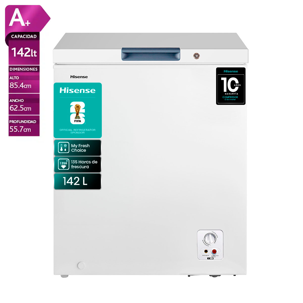 FREEZER HORIZONTAL HISENSE FC184D4AW1 142L DUAL BLANCO