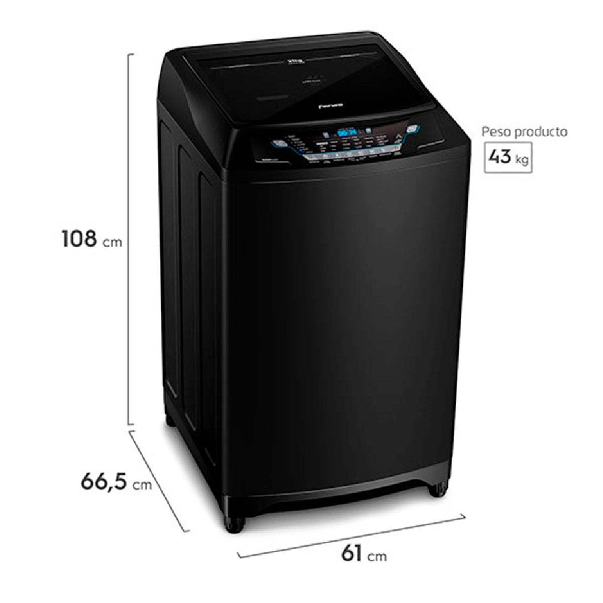 LAVADORA CARGA SUPERIOR FENSA PREMIUM CARE 21 21KG NEGRO - 4
