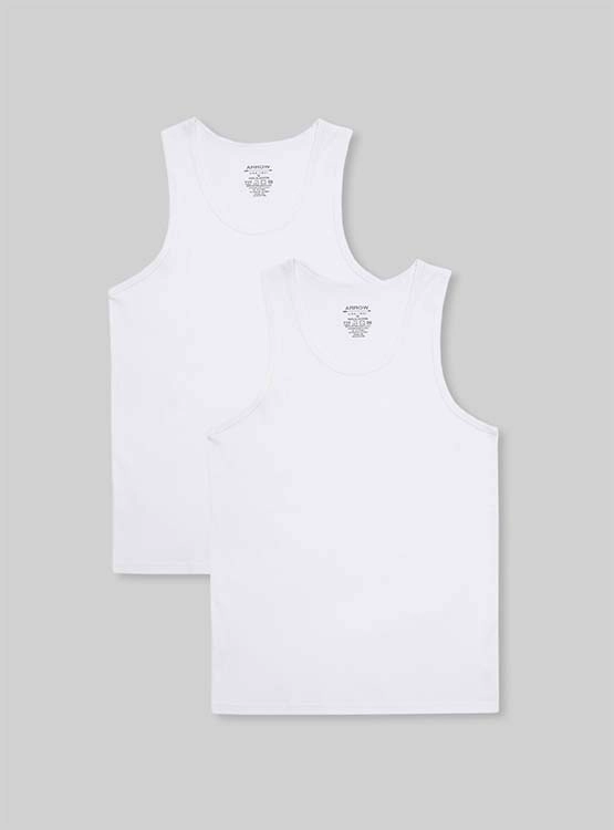 PACK X2 CAMISETAS ALGODÓN HOMBRE ARROW BLANCO SIN MANGAS - 1