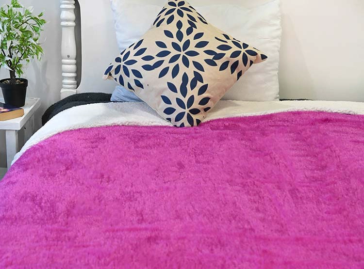 FRAZADA DORAL PLUSH SHERPA LILA 2 PL - 1