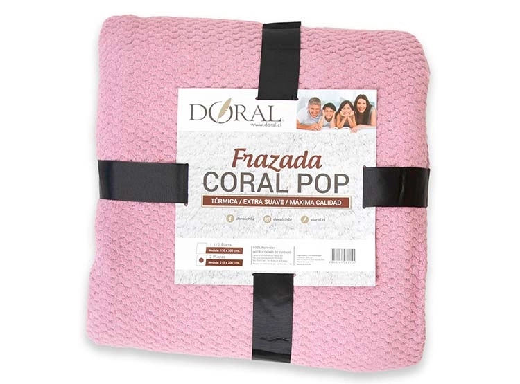 FRAZADA DORAL CORAL POP ROSADO KING - 6