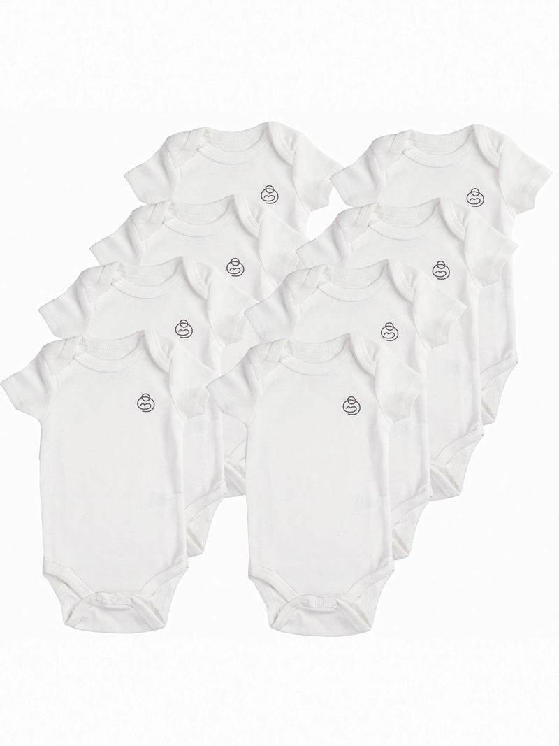 PACK 8 BODYS ALGODÓN UNISEX BEBESIT BLANCO MANGA CORTA - 1