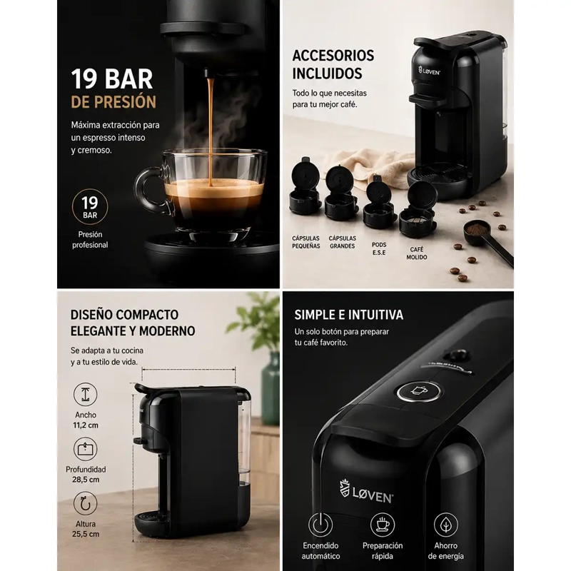 CAFETERA LOVEN CÁPSULA EXPRESSO DROM 4 EN 1