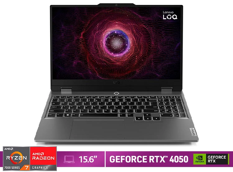 NOTEBOOK GAMER LENOVO LOQ 15ARP9 AMD RYZEN 7 24GB RAM 512GB SSD NVIDIA RTX4050 15.6” - 1