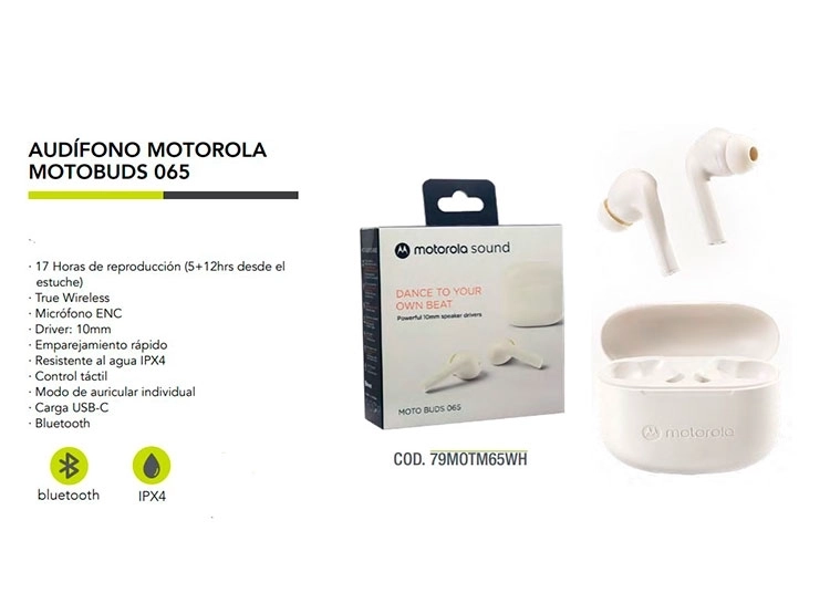 AUDÍFONOS TRUE WIRELESS MOTOROLA BLUETOOTH MOTO BUDS - 5