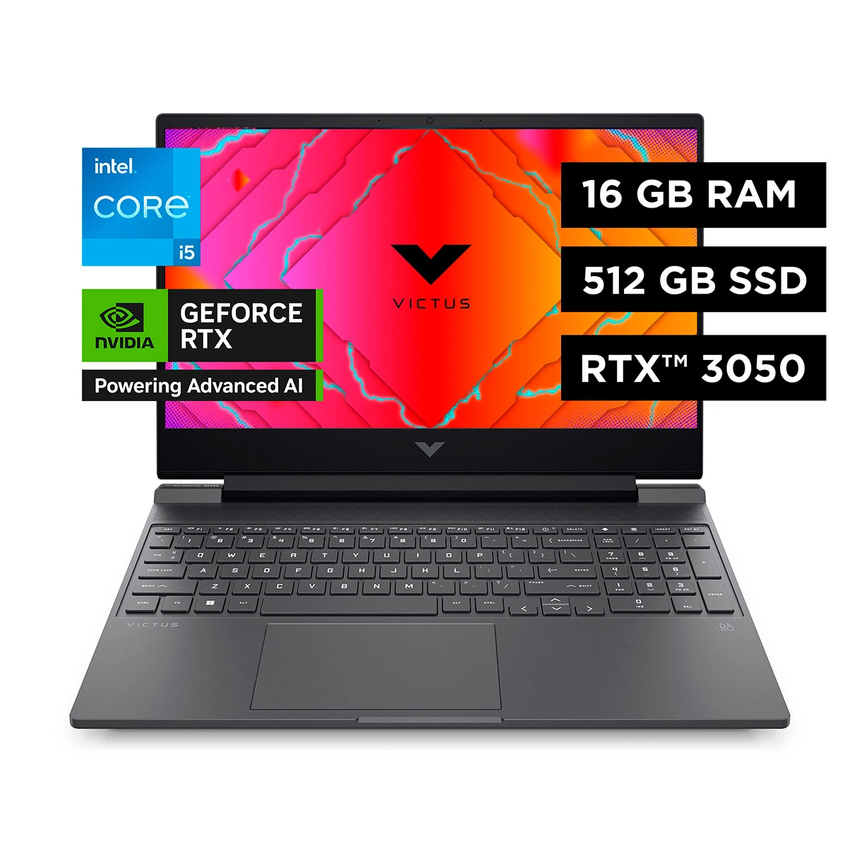 NOTEBOOK GAMER HP VICTUS 15-FA0026LA INTEL CORE I5 16GB RAM 512GB SSD NVIDIA RTX 3050 15.6” - 1