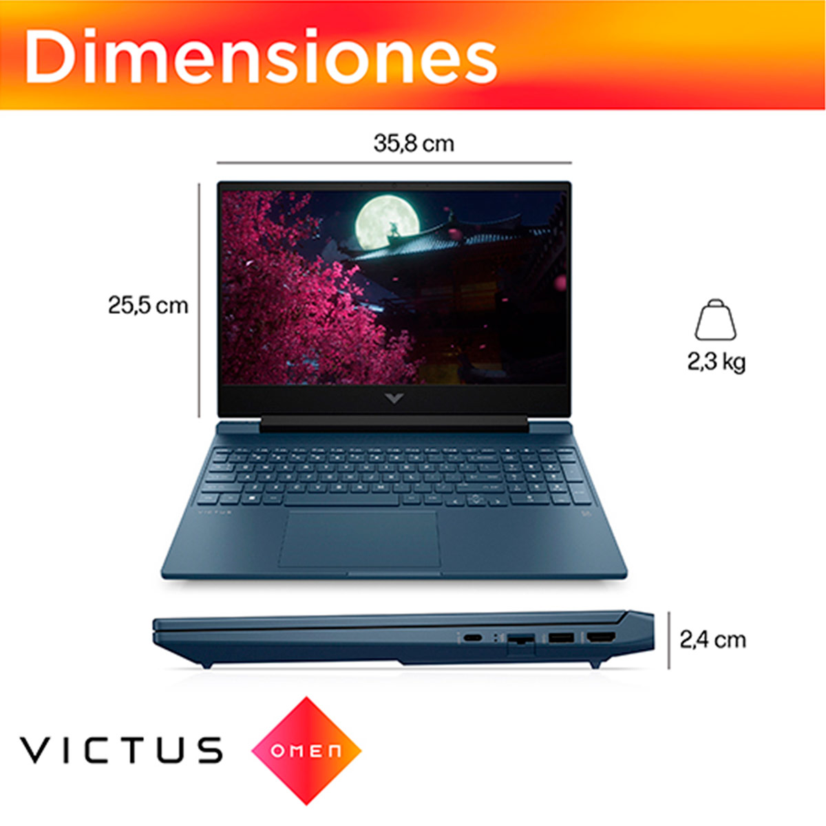 NOTEBOOK GAMER HP VICTUS 15-FA1097LA INTEL CORE I7 16GB RAM 1TB SSD NVIDIA RTX 4050 15.6” - 7