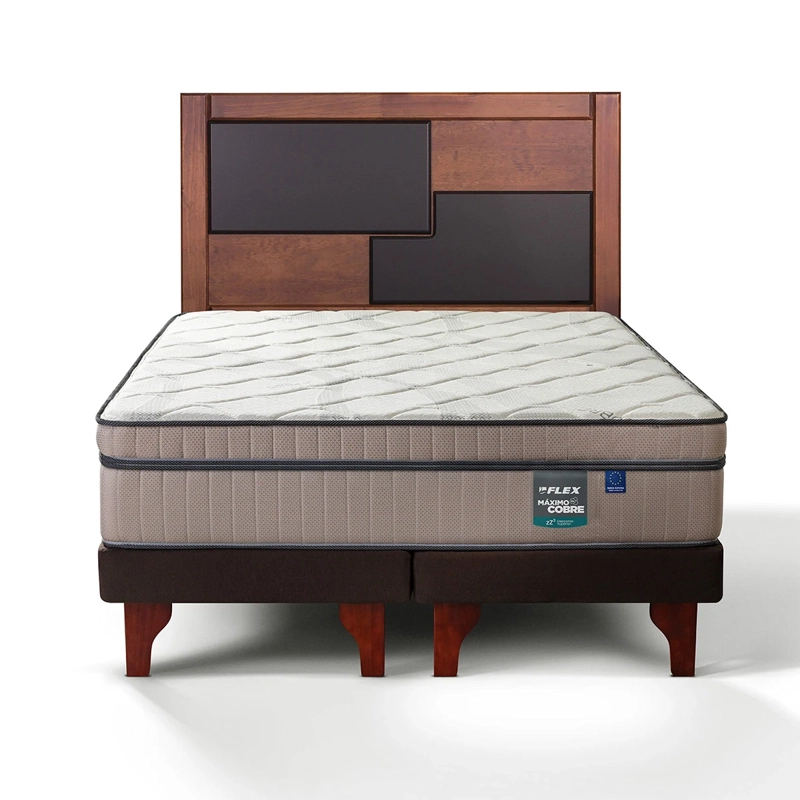 JUEGO DE DORMITORIO FLEX CAMA EUROPEA MAX COBRE MAXIMO BD BOX 2 PLAZAS CHOCOLATE + RESPALDO COLONIA - 2