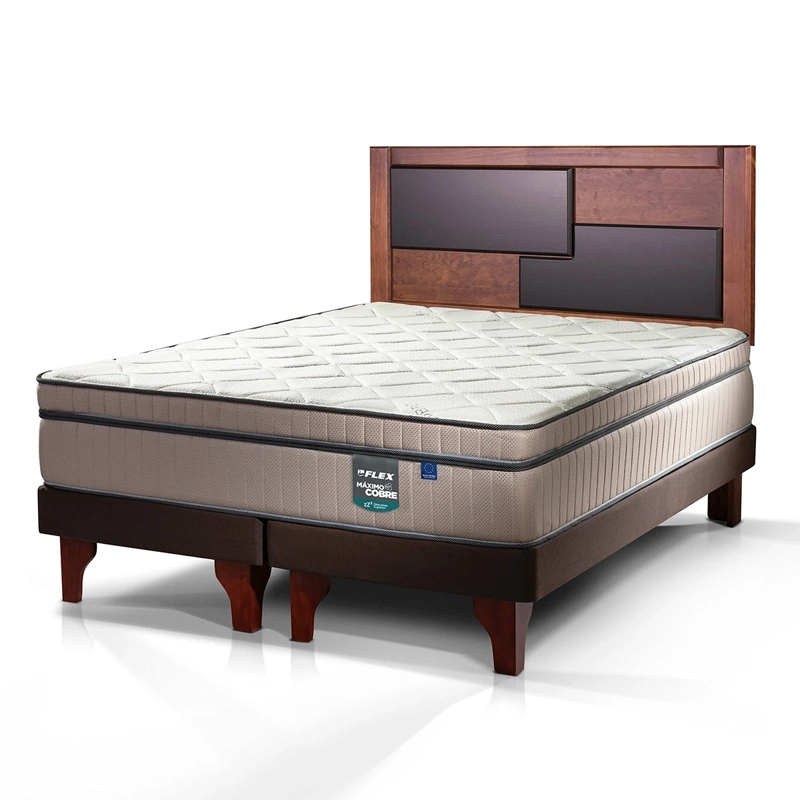 JUEGO DE DORMITORIO FLEX CAMA EUROPEA MAX COBRE MAXIMO BD BOX 2 PLAZAS CHOCOLATE + RESPALDO COLONIA - 3