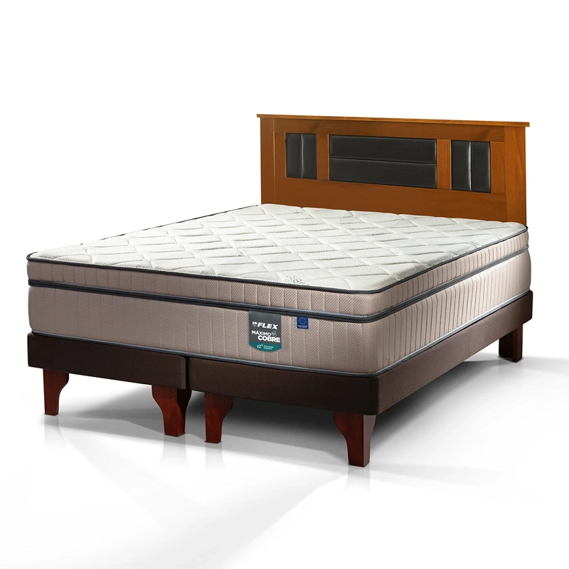 JUEGO DE DORMITORIO FLEX CAMA EUROPEA MAX COBRE MAXIMO KING CHOCOLATE + RESPALDO LORRAINE - 3
