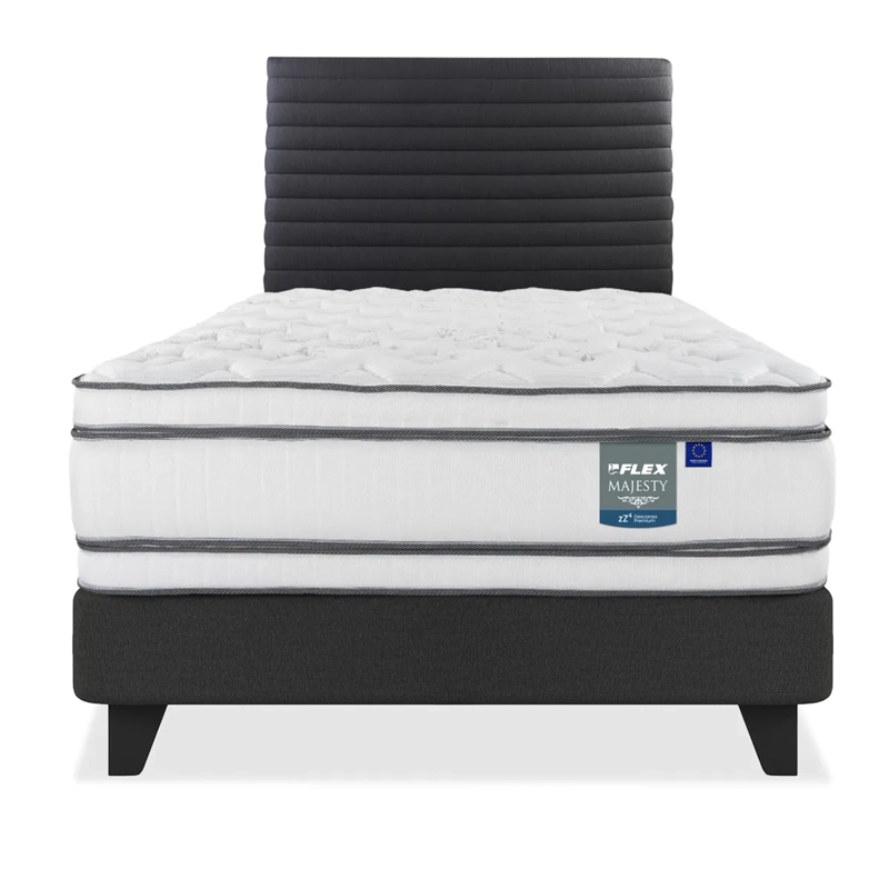 JUEGO DE DORMITORIO FLEX CAMA EUROPEA MAJESTY 1.5 PLAZAS + RESPALDO MODERN GRAFITO - 1