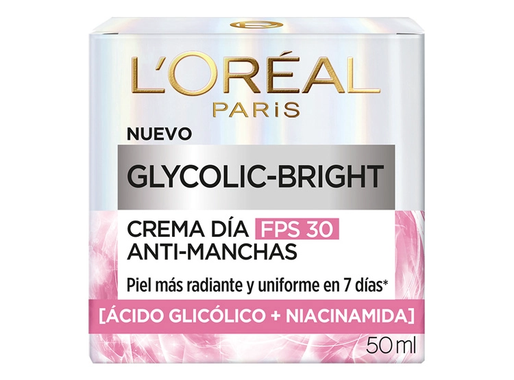 CREMA FACIAL LOREAL HIDRATANTE ANTIMANCHAS DÍA GLYCOLIC BRIGHT SPF 30 50 ML - 1
