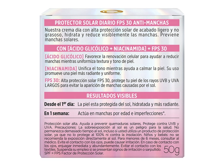 CREMA FACIAL LOREAL HIDRATANTE ANTIMANCHAS DÍA GLYCOLIC BRIGHT SPF 30 50 ML - 3