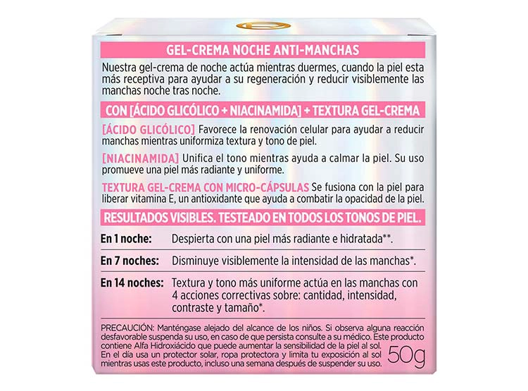 CREMA FACIAL LOREAL HIDRATANTE ANTIMANCHAS NOCHE GLYCOLIC BRIGHT 50 ML - 3