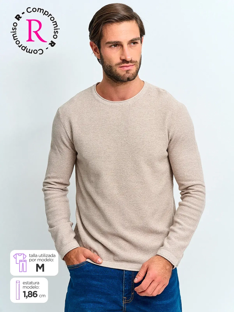 SWEATER ALGODÓN HOMBRE BARBADOS CREW NECK LISO - 1