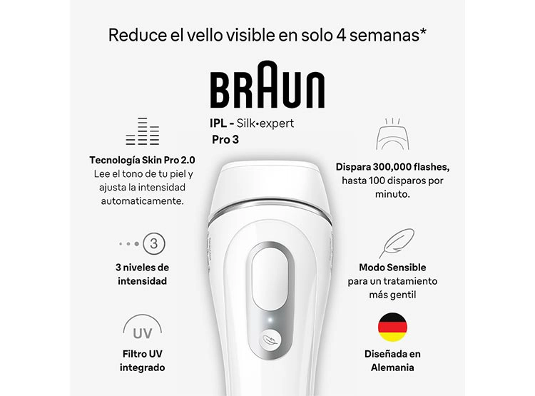 DEPILADORA IPL BRAUN PL3230 BOX EURO WHITE SILVER - 2