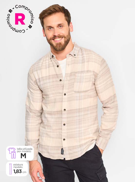 CAMISA MANGA LARGA ALGODÓN HOMBRE BARBADOS CUADROS - 1
