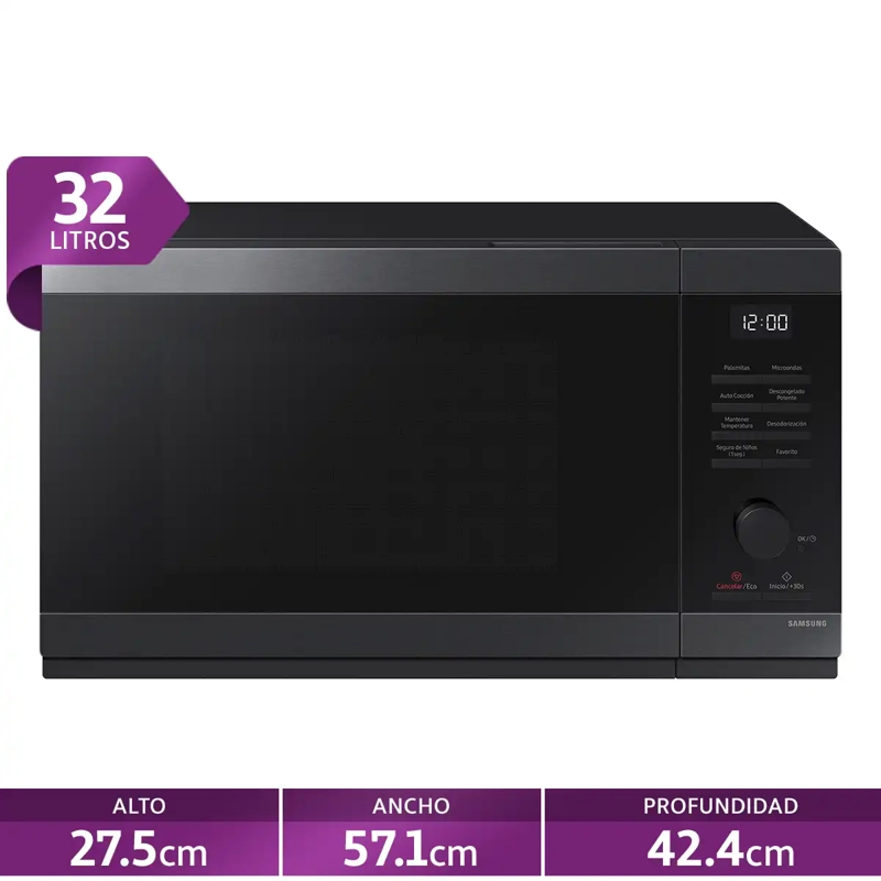 MICROONDAS SAMSUNG 32 L  MS32DG4504AGZS CON POWER DEFROST PLATO GIRATORIO