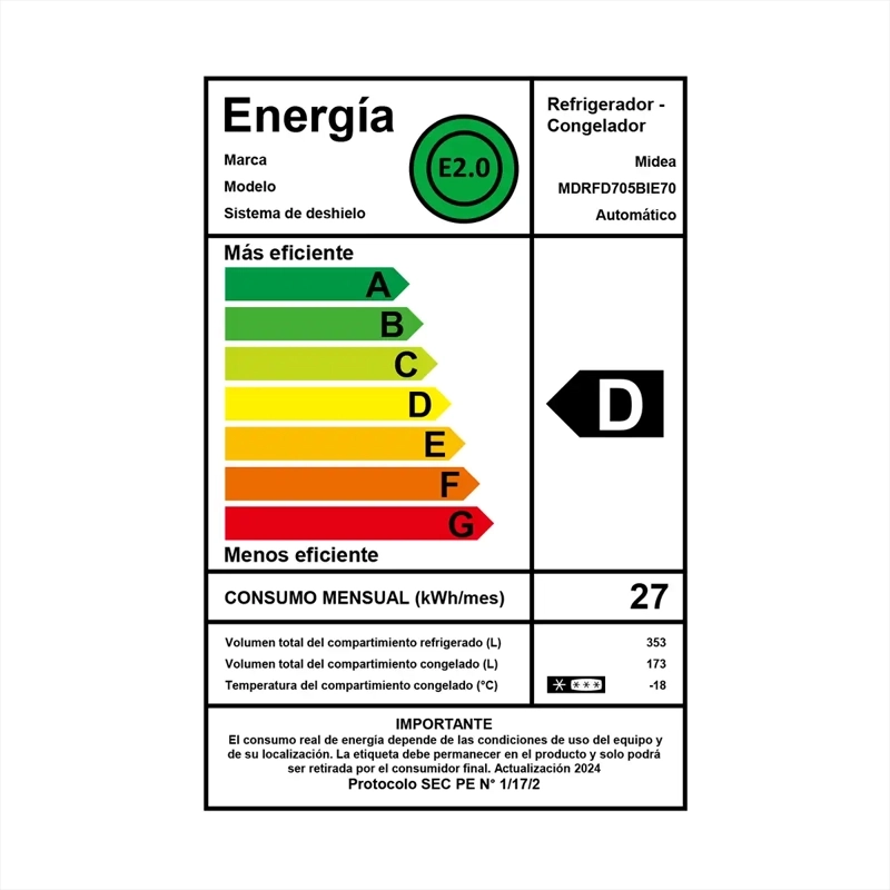 REFRIGERADOR FRENCH DOOR MIDEA MDRFD705BIE70 526L NO FROST GRIS - 12