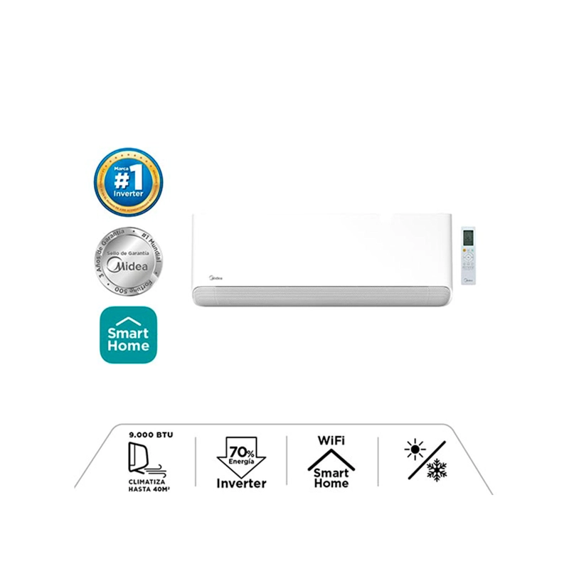 AIRE ACONDICIONADO SPLIT MIDEA BREEZELESS 9000 BTU WIFI FRÍO CALOR INVERTER - 2