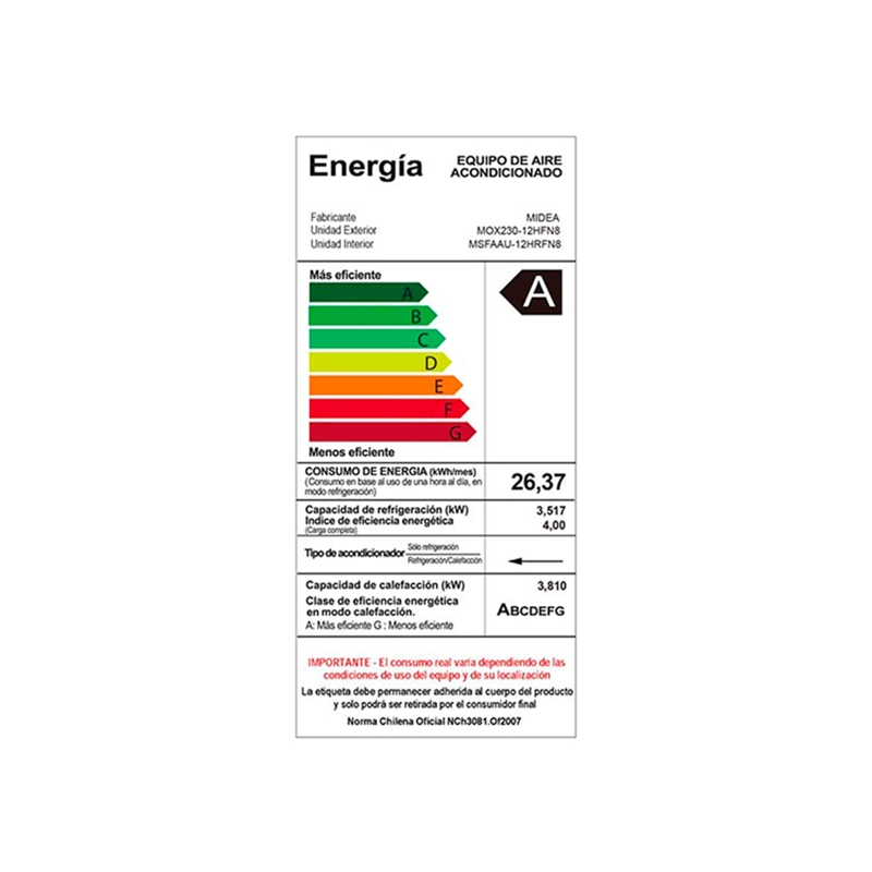 AIRE ACONDICIONADO SPLIT MIDEA BREEZELESS 9000 BTU WIFI FRÍO CALOR INVERTER - 12