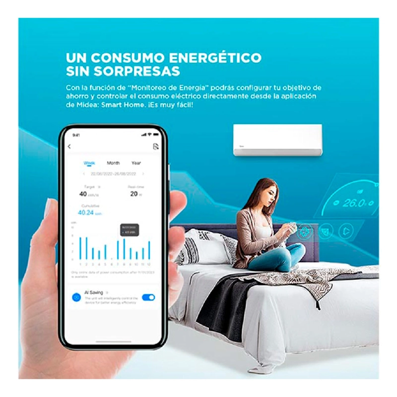 AIRE ACONDICIONADO SPLIT MIDEA BREEZELESS 12000 BTU WIFI FRÍO CALOR INVERTER - 8